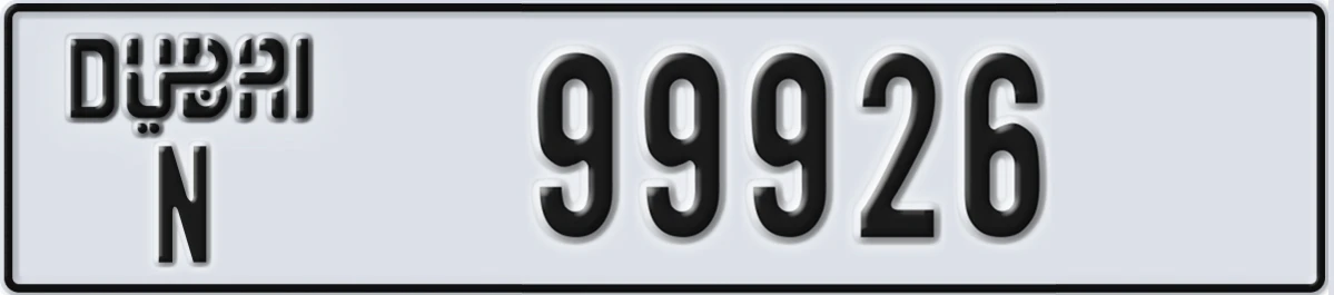UAE License Plate Dubai N 99926