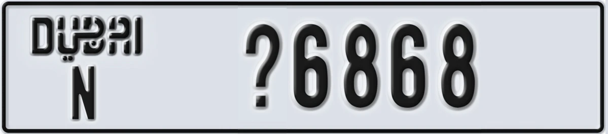 UAE License Plate Dubai N X6868