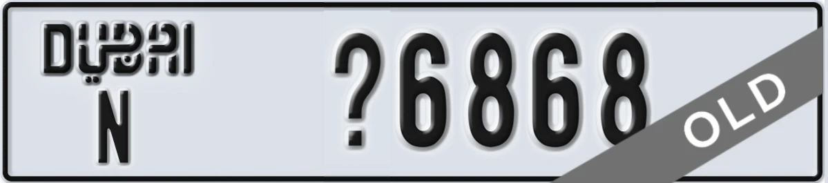 UAE License Plate Dubai N X6868