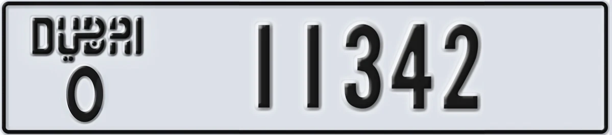 UAE License Plate Dubai O 11342