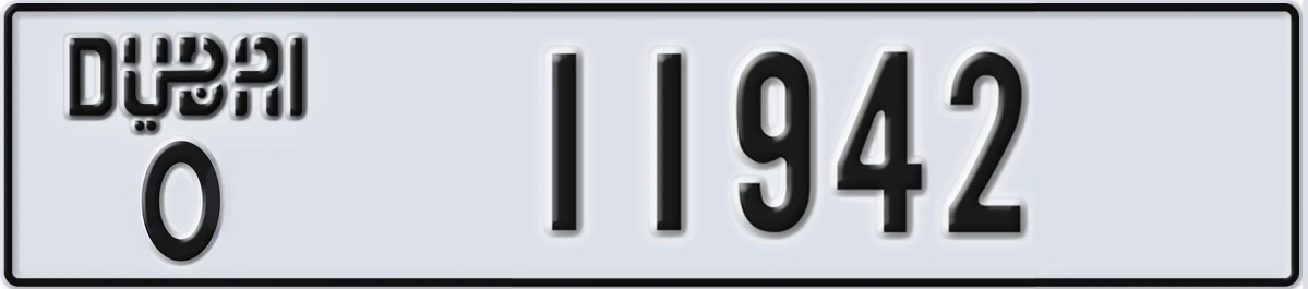 UAE License Plate Dubai O 11942