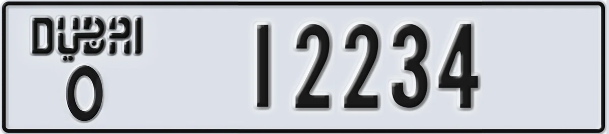 UAE License Plate Dubai O 12234