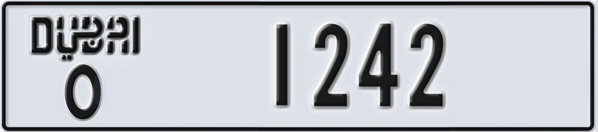 UAE License Plate Dubai O 1242