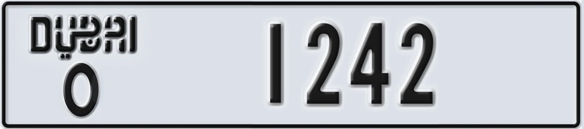 UAE License Plate Dubai O 1242