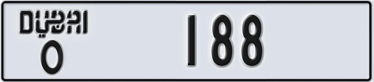 UAE License Plate Dubai O 188