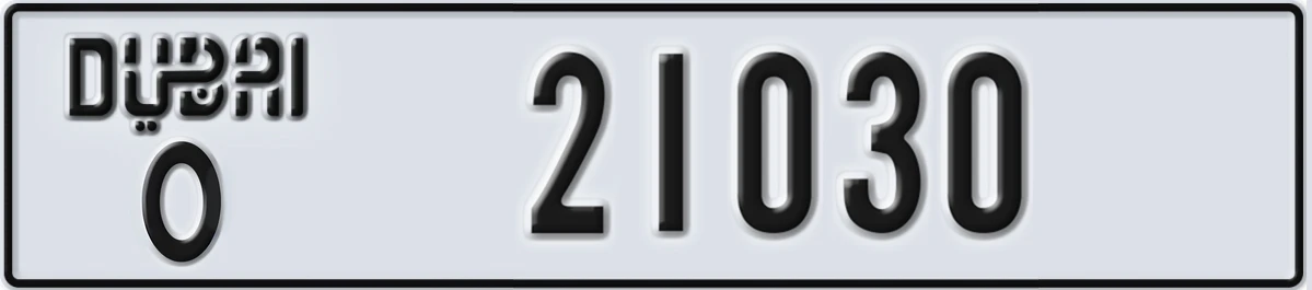 UAE License Plate Dubai O 21030