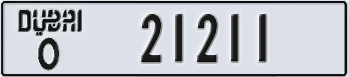 UAE License Plate Dubai O 21211