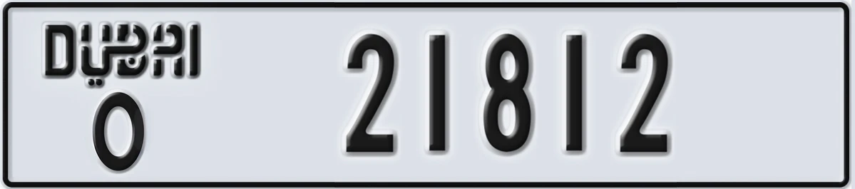 UAE License Plate Dubai O 21812