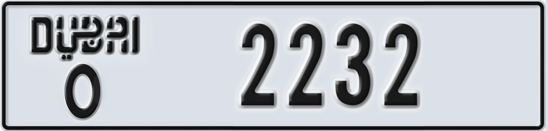 UAE License Plate Dubai O 2232X