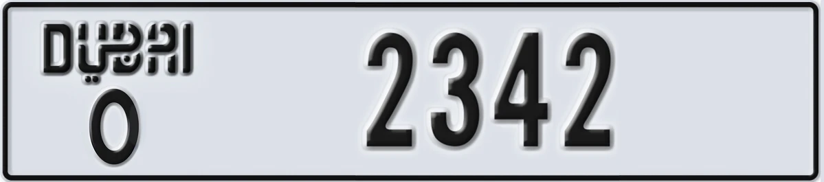 UAE License Plate Dubai O 2342