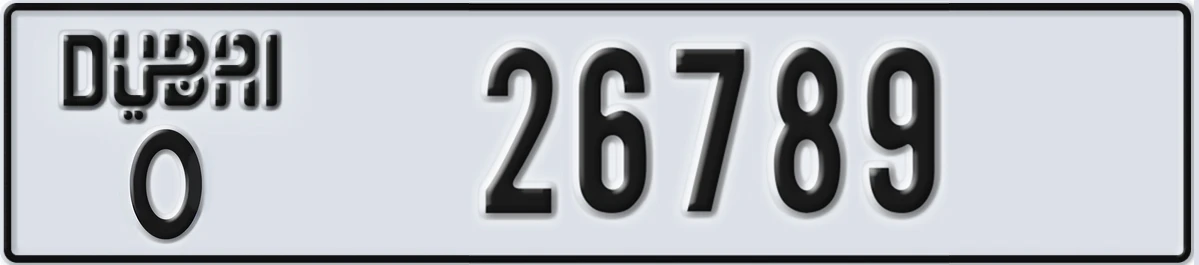 UAE License Plate Dubai O 26789