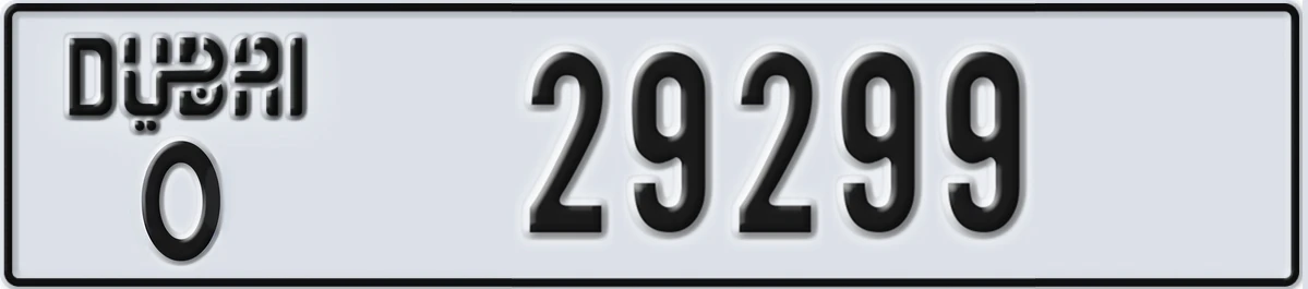 UAE License Plate Dubai O 29299