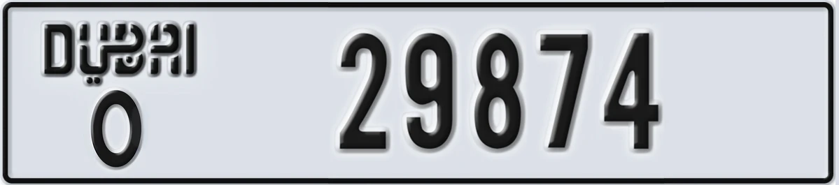 UAE License Plate Dubai O 29874