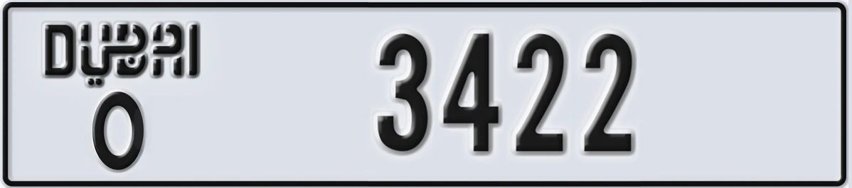 UAE License Plate Dubai O 3422