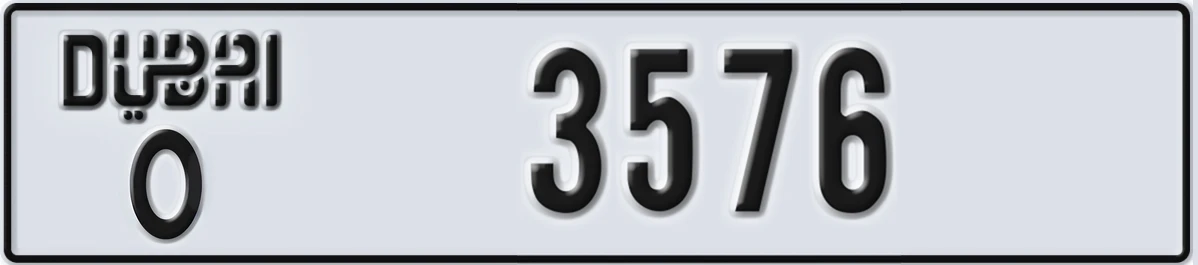 UAE License Plate Dubai O 3576
