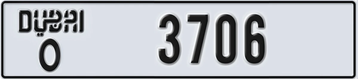 UAE License Plate Dubai O 3706