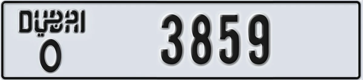 UAE License Plate Dubai O 3859