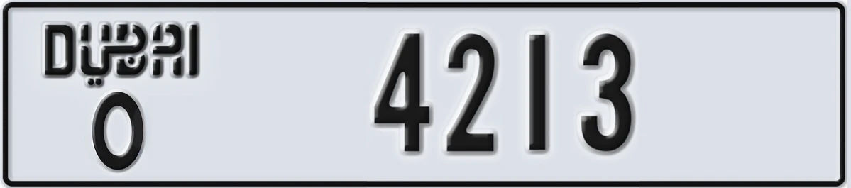 UAE License Plate Dubai O 4213