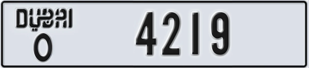 UAE License Plate Dubai O 4219