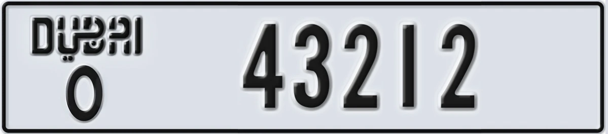 UAE License Plate Dubai O 43212