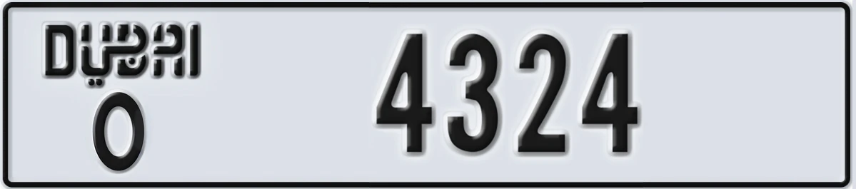 UAE License Plate Dubai O 4324