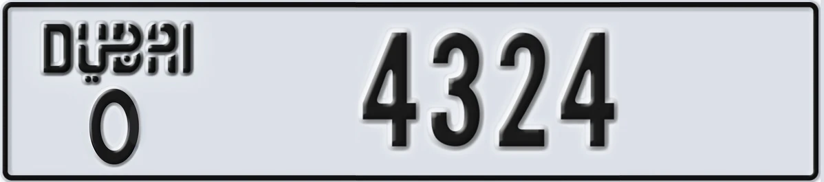 UAE License Plate Dubai O 4324