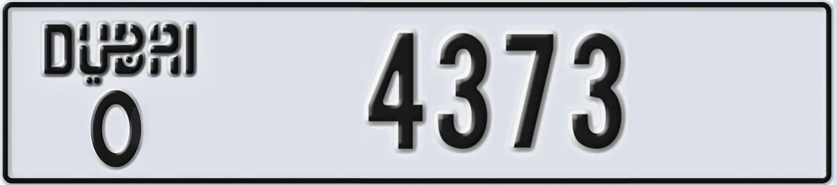 UAE License Plate Dubai O 4373