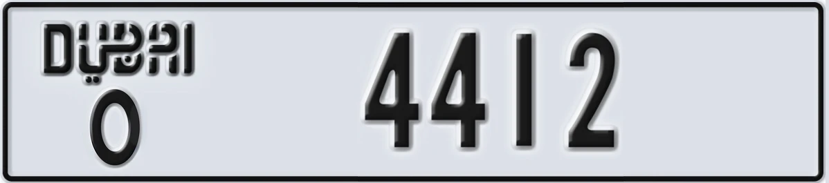 UAE License Plate Dubai O 4412