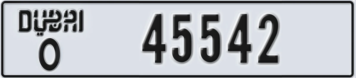 UAE License Plate Dubai O 45542
