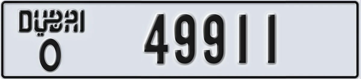 UAE License Plate Dubai O 49911