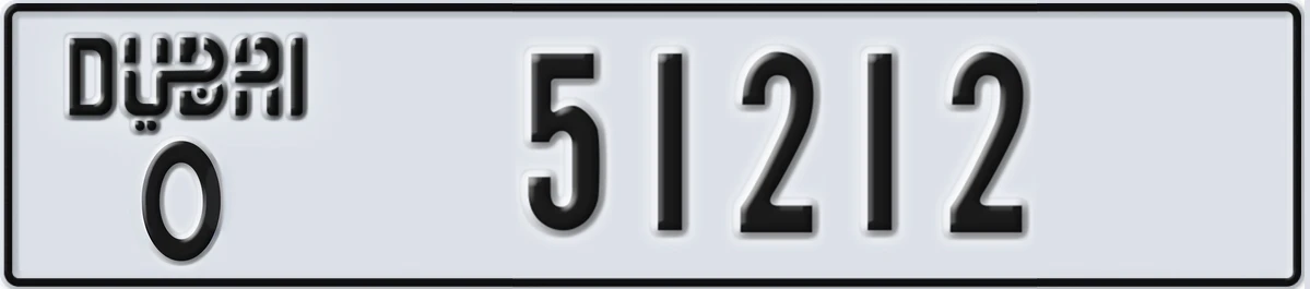 UAE License Plate Dubai O 51212