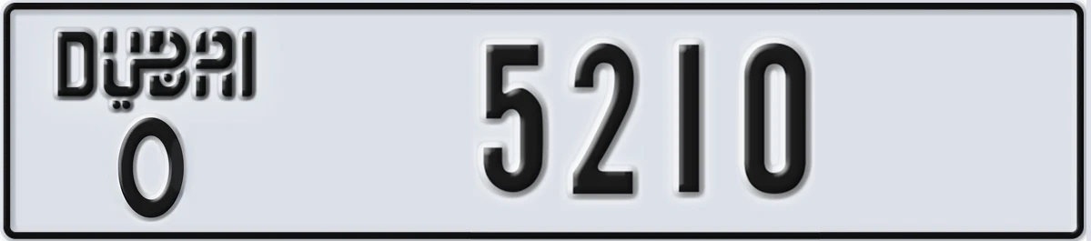 UAE License Plate Dubai O 5210