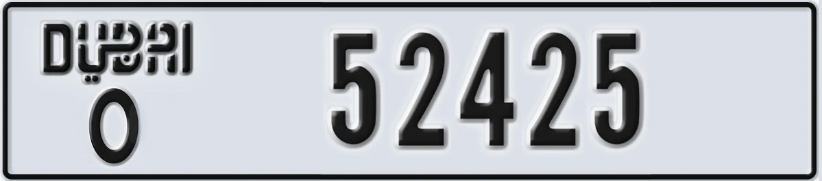 UAE License Plate Dubai O 52425