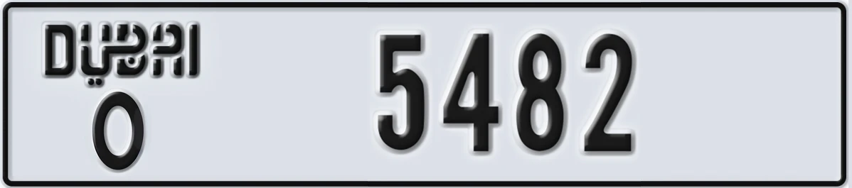 UAE License Plate Dubai O 5482