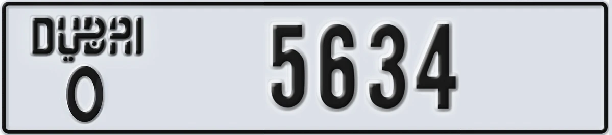 UAE License Plate Dubai O 5634