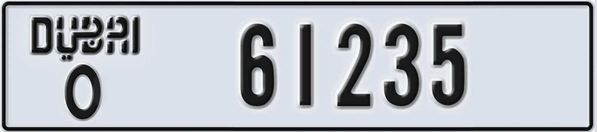 UAE License Plate Dubai O 61235