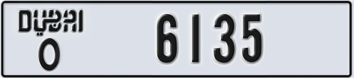 UAE License Plate Dubai O 6135