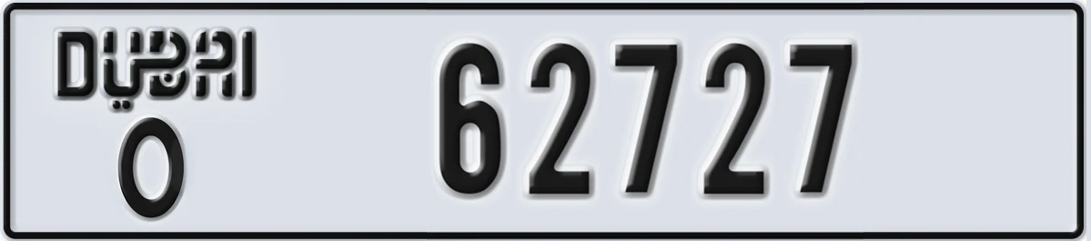 UAE License Plate Dubai O 62727