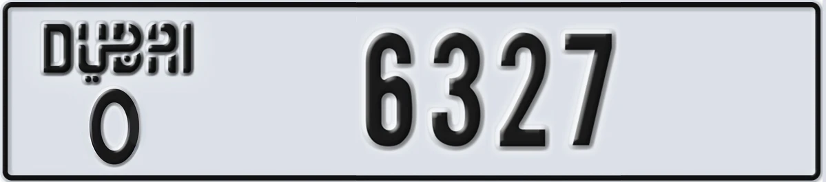 UAE License Plate Dubai O 6327