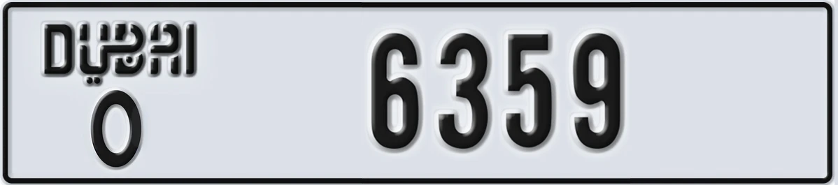 UAE License Plate Dubai O 6359