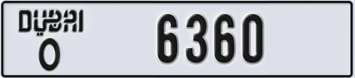 UAE License Plate Dubai O 6360