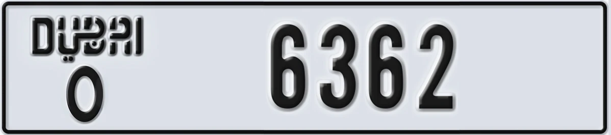 UAE License Plate Dubai O 6362