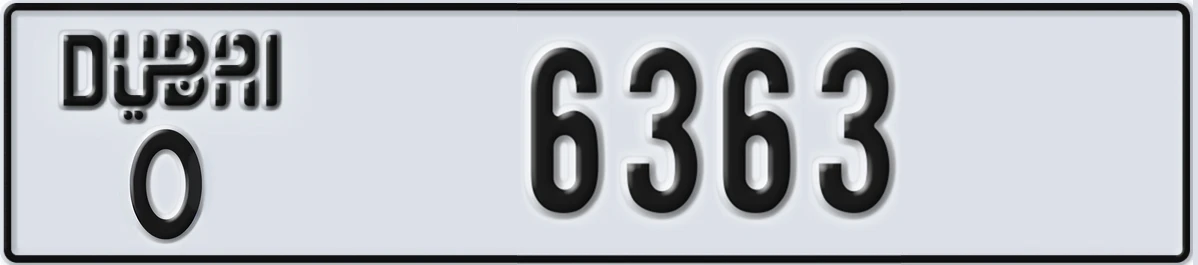 UAE License Plate Dubai O 6363