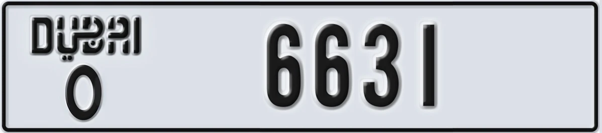 UAE License Plate Dubai O 6631