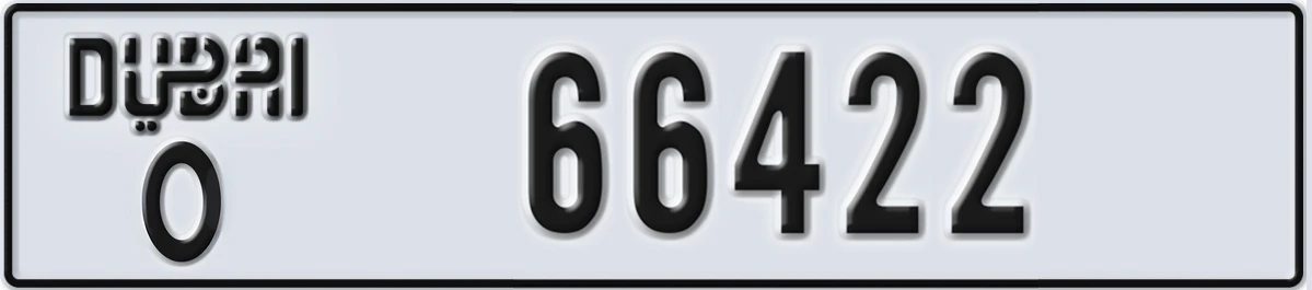 UAE License Plate Dubai O 66422