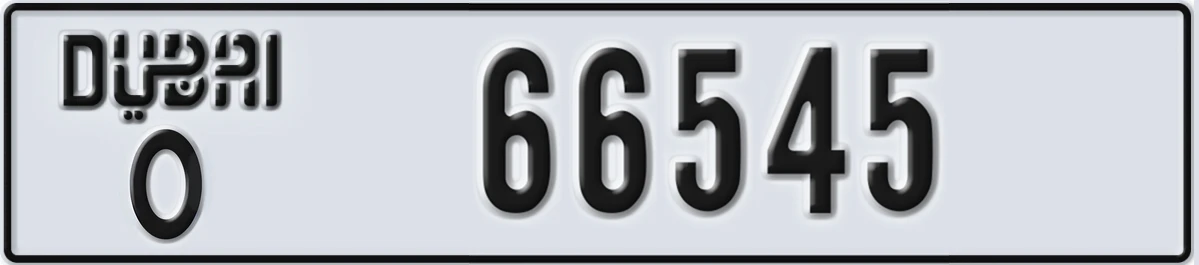 UAE License Plate Dubai O 66545