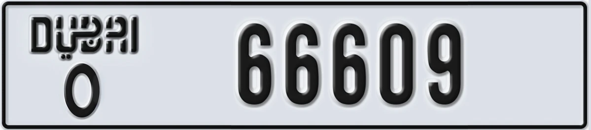 UAE License Plate Dubai O 66609