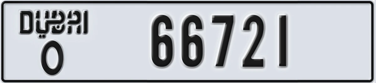 UAE License Plate Dubai O 66721