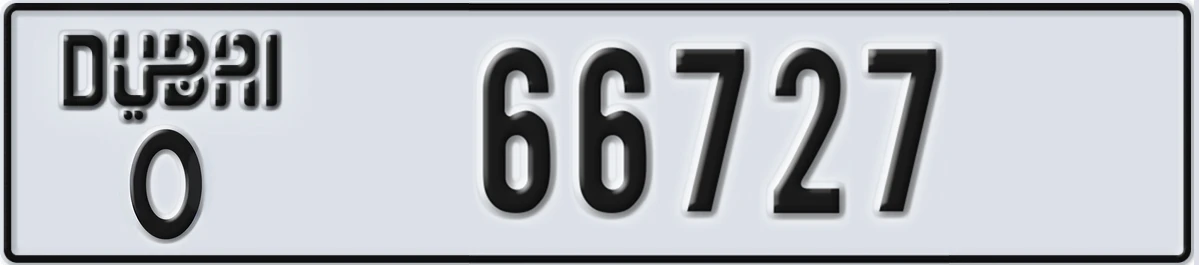UAE License Plate Dubai O 66727