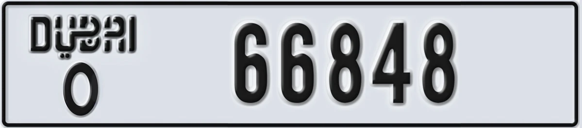 UAE License Plate Dubai O 66848